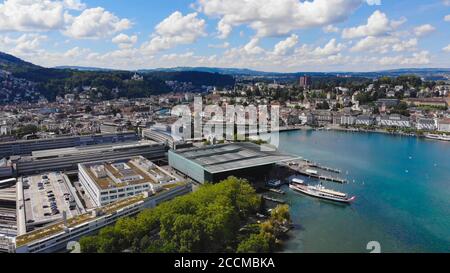 Vista aerea sulla città di Lucerna Svizzera e sul lago Lucerna Foto Stock