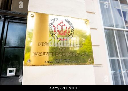 Londra- l'alta Commissione per Brunai Darussalam su Piazza Belgrave Foto Stock