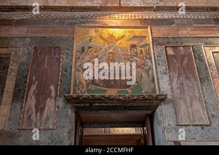 Istanbul, Turchia - 10 Gennaio 2009 : Museo di Chora, (Chiesa di Kariye) Istanbul, Turchia. Interno a mosaico e affresco nella chiesa di Chora Kariye Foto Stock