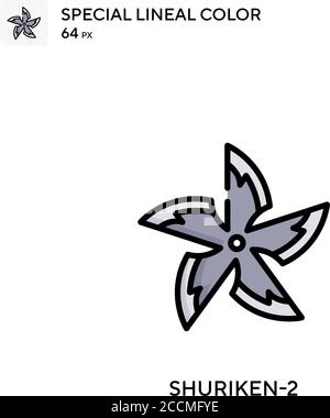 Shuriken-2 icona colore lineare speciale. Modello di disegno simbolo illustrazione per elemento dell'interfaccia utente Web mobile. Pittogramma moderno a colori perfetto su tratti modificabili Illustrazione Vettoriale