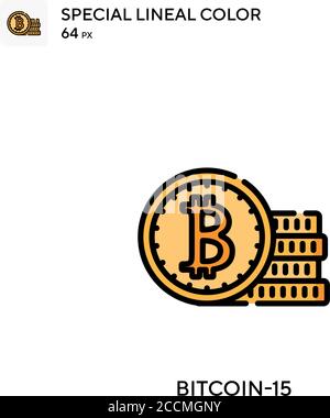Bitcoin-15 icona a colori speciali. Modello di disegno simbolo illustrazione per elemento dell'interfaccia utente Web mobile. Pittogramma moderno a colori perfetto su tratti modificabili Illustrazione Vettoriale