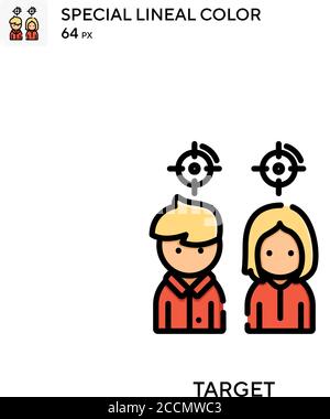 Icona colore lineare speciale target. Modello di disegno simbolo illustrazione per elemento dell'interfaccia utente Web mobile. Pittogramma moderno a colori perfetto su tratti modificabili. Illustrazione Vettoriale