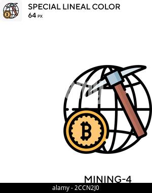 Mining-4 icona colore lineal speciale. Modello di disegno simbolo illustrazione per elemento dell'interfaccia utente Web mobile. Pittogramma moderno a colori perfetto su tratti modificabili. Illustrazione Vettoriale