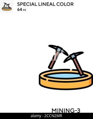 Mining-3 icona colore lineal speciale. Modello di disegno simbolo illustrazione per elemento dell'interfaccia utente Web mobile. Pittogramma moderno a colori perfetto su tratti modificabili. Illustrazione Vettoriale