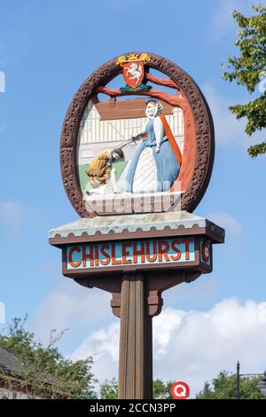 Village Sign, Royal Parade, Chislehurst, London Borough of Bromley, Greater London, England, United Kingdom Foto Stock