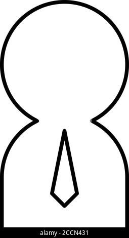 Icona Business Manager. Personaggio maschile con cravatta - moderna icona a linea sottile. Semplice illustrazione vettoriale con contorno nero. Illustrazione Vettoriale