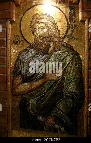 Icona bizantina raffigurante Giovanni Battista Foto Stock