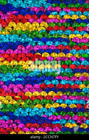 Primo piano in tessuto paillettes, sfondo glitterato astratto Foto Stock