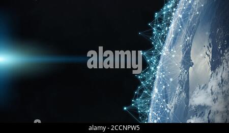 Sistema globale di scambio di dati sul globo 3D elementi di rendering di questa immagine forniti dalla NASA Foto Stock