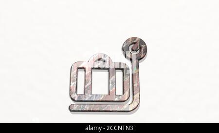 Peso DEL BAGAGLIO icona 3D sulla parete, illustrazione 3D Foto Stock