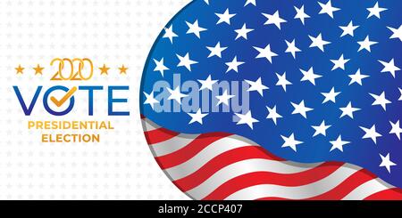 Stati Uniti d'America elezione presidenziale 2020 illustrazione vettoriale. USA Presidential Election 2020 Vector banner sfondo design. 2020 US Presi Illustrazione Vettoriale