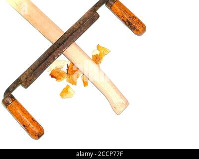 Utensile manuale di carpenteria per la pulizia della corteccia dal legno. Foto Stock