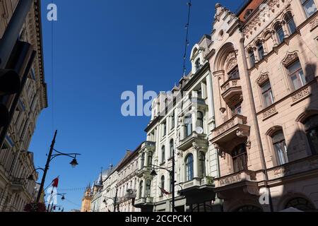 Case in affito storico in via Piotrkowska nella città di Lodz In Polonia Foto Stock