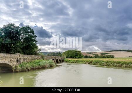 Amberley ponte e fiume, West Sussex, regno unito Foto Stock