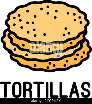 Icona tortilla. Icona vettoriale delle tortillas di contorno per il web design isolato su sfondo bianco Illustrazione Vettoriale