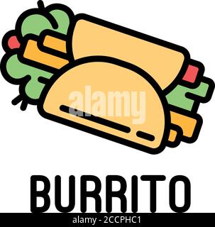 Burrito icona. Burrito Outline icona vettoriali per il web design isolato su sfondo bianco Illustrazione Vettoriale
