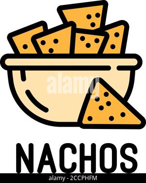 Icona nachos. Icona vettoriale nachos di contorno per il web design isolato su sfondo bianco Illustrazione Vettoriale