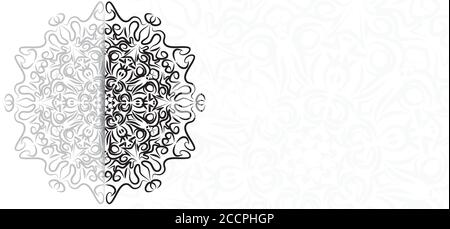 Design decorativo mandala bianco e nero, in stile papercut con spazio per il testo. Formato vettoriale EPS10 Illustrazione Vettoriale