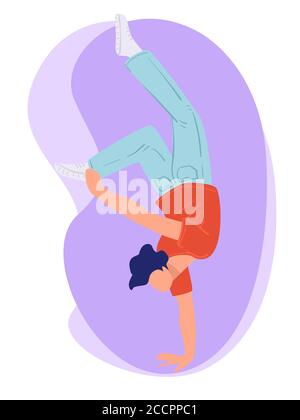 Hip hop o breakdance performer, studio di danza vettore Illustrazione Vettoriale
