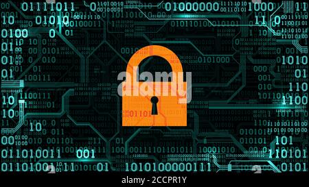 Scheda elettronica futuristica astratta con codice binario, background in tecnologia digitale per computer, frame, livelli ben organizzati Illustrazione Vettoriale