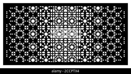 Schema laser. Pannelli decorativi vettoriali per taglio laser. Modello per divisorio interno in stile arabesco. Modello laser vettoriale Illustrazione Vettoriale