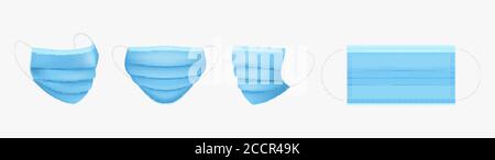 Set di maschere respiratorie. Maschera medica. Problema di sanità. Virus e protezione contro le malattie. Respirazione di sicurezza. Illustrazione vettoriale Illustrazione Vettoriale
