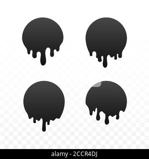 Gocciolamento di cerchi neri di vernice. Gocce di inchiostro liquido. Gocciolamento di liquido. Illustrazione vettoriale Illustrazione Vettoriale