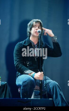 The Strokes al Reading Festival 2002, Reading, Berkshire, Inghilterra, Regno Unito Foto Stock