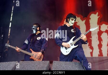 Slipknot al Reading Festival 2002, Reading, Berkshire, Inghilterra, Regno Unito Foto Stock