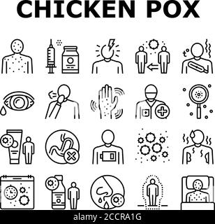 Pollo pox Disease Collection icone Set Vector Illustrazione Vettoriale