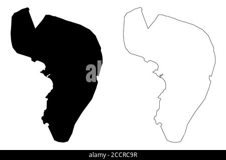 Città di Bujumbura (Repubblica del Burundi, provincia di Bujumbura Mairie) mappa illustrazione vettoriale, abbozzamento della città di Usubbura mappa Illustrazione Vettoriale