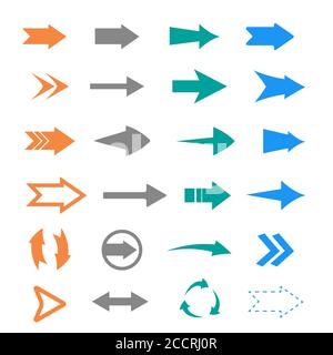 Set di frecce vettoriali. Icone freccia. Icona vettore freccia. Freccia. Raccolta vettoriale frecce Illustrazione Vettoriale