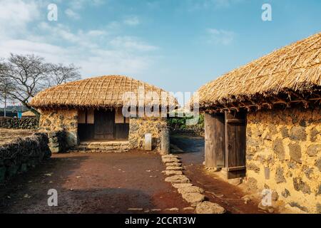 Seongeup Folk Village, Coreano Tradizionale casa di Jeju Island, Corea Foto Stock