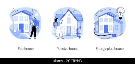 Illustrazioni vettoriali astratte di concetto di costruzione ecocompatibile. Illustrazione Vettoriale