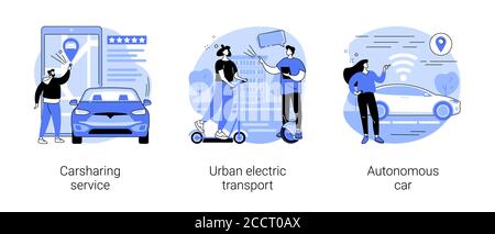 Illustrazioni vettoriali astratte del concetto di trasporto urbano. Illustrazione Vettoriale