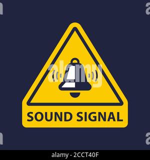 segnale acustico. la campana squilla su sfondo giallo. immagine vettoriale piatta Illustrazione Vettoriale