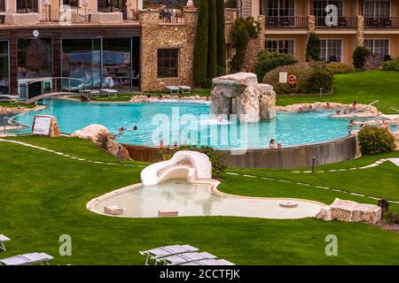 Hotel Adler Thermae, bagno Vignoni, Toscana con piscina termale, Toscana, Val d'orcia Italia, Patrimonio dell'Umanità dell'UNESCO, Foto Stock