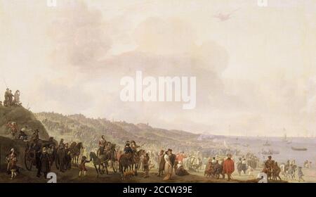 Johannes Lingelbach - la partenza di Carlo II (1630-1685) da Scheveningen, 2 giugno 1660 - 89 - Foto Stock