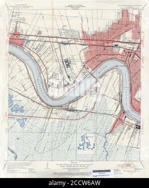 Jefferson Parish Louisiana Riverfront New Orleans Mappa 1951. Foto Stock