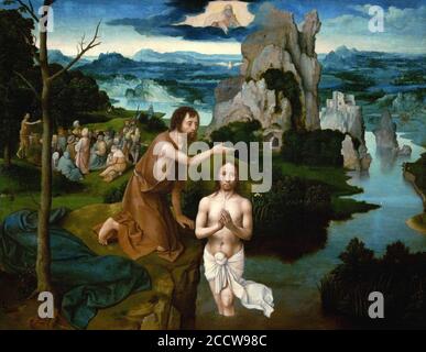 Joachim Patinir - il Battesimo di Cristo Foto Stock