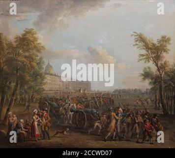 Jean-Baptiste Lallemand - pillage des armes aux Invalides, le matin du 14 juillet 1789. Foto Stock