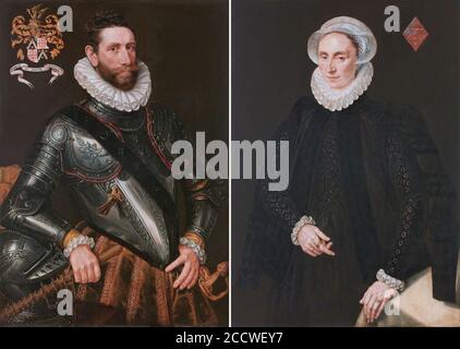 Johan II, cavaliere di Mauregnault e Marguerite le Prince, attribuito ad Adriaen Thomasz Key. Foto Stock