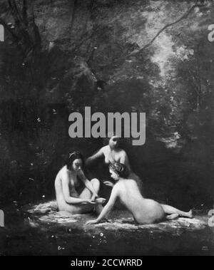 Jean Baptiste Camille Corot - Ninfe lasciando il bagno Foto Stock