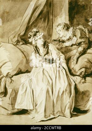 Jean Honoré Fragonard - La lettera o la conversazione in spagnolo Foto Stock