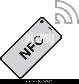 Modello di disegno icona telefono NFC isolato vettore Illustrazione Vettoriale