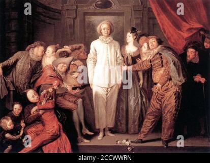 Jean-Antoine Watteau - Comediani italiani. Foto Stock