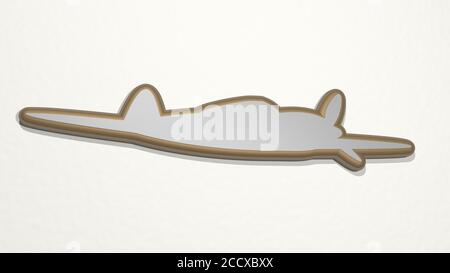 Icona disegno 3D AEREO VOLANTE, illustrazione 3D Foto Stock