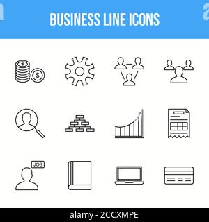 Set di icone Business Line univoco Illustrazione Vettoriale