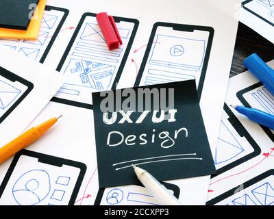 Concetto di progettazione UI UX. Esempi di un'applicazione Web mobile. Foto Stock