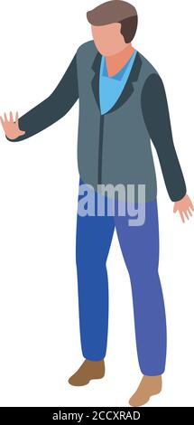 Icona di arresto del servizio di sicurezza, stile isometrico Illustrazione Vettoriale